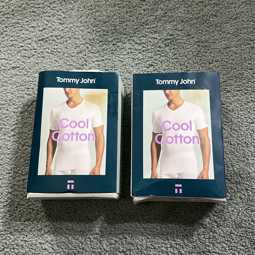 NEW lot of 2 Tommy John Cool Cotton High V Neck Undershirt Mens XL White T Shirt